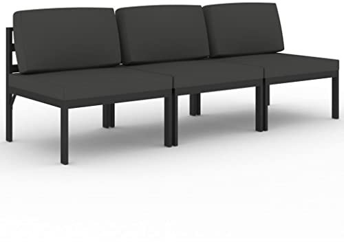 KTHLBRH Gartensofa 3-Sitzer mit Kissen Aluminium Anthrazit Terrassenmöbel-Sets Outdoor-Möbel-Sets Gartenmöbel-Sets für Gärten, Terrassen und Balkone
