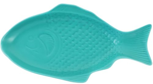 Mikinona Plato en Forma de Pez de CerÁMica 28x15x3.4 Cm | CeráMica Resistente, Verde Oscuro, Uso Diario Y Reuniones Familiares, Fiestas Y Restaurantes
