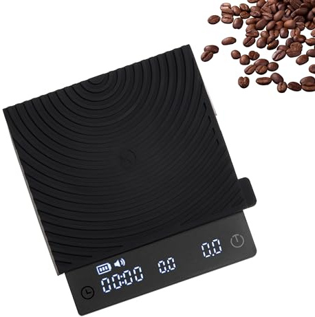 Black Mirror Mini TIMEMORE, Báscula de Espresso con función de flujo, báscula de café portátil, 2 kg/0,1 g, almohadilla protectora de silicona, negro