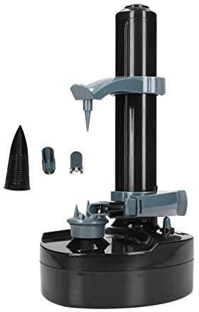 Sunicon Éplucheur électrique sur pied, éplucheur de pommes de terre électrique automatique multifonctionnel, coupe-fruits et légumes rotatifs, outil d'épluchage de cuisine (Black)