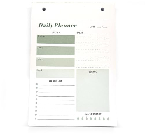 InnoSpring To-Do-Liste, Abreißbarer Tagesplaner,Nachfüllpapier für Aufgabenliste,Undatierter Tagesplaner,100 Blatt A5 Einseitig Bedruckte Aufgabenliste und Zeitplan (Grün, Austauschbare Einlagen)