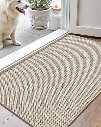 COLOR&GEOMETRY Paillasson Interieur Entree 44x76cm, Antidérapant Tapis Entrée Intérieur, Tapis de Porte Absorbant, Fin, Anti-salissures, Lavable,Tapis pour Intérieur,Chambre, Couloir(Beige Avoine)