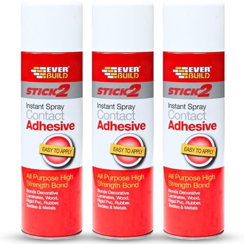 3x Stick2 All-Purpose High Bond Strength Contact Spray Adhesive 500ml – Strong Bond for Wood, Metal, Plastic, Leather & More