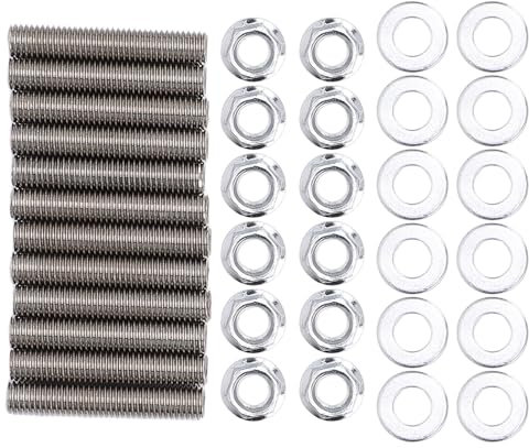 36-teiliges Edelstahl-Abgaskrümmer-Stehbolzen-Set mit Muttern und Dichtungen für 5,9-l-6,7-l-Motoren – Hochleistungs-Leistungssteigerung