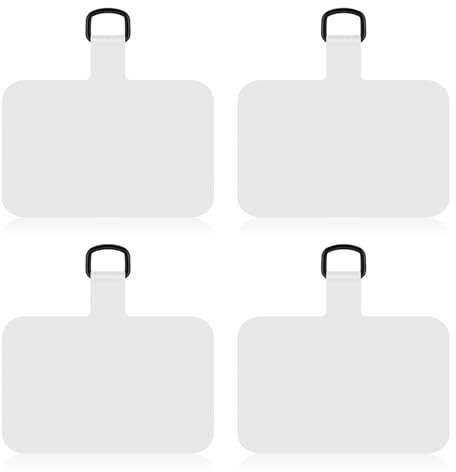 Gosknor 4pcs Phone Tether Tabs, TPU Cell Phone Lanyard Tab Safety Lanyard Patch Universal Cellphone Lanyard Pads Phone Strap Replacement Part Compatible with iPhone and Android (White)