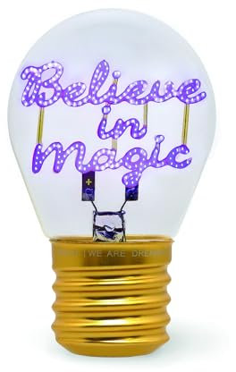 Legami - Lampada da Tavolo a forma di Lampadina, Ricaricabile con Cavo USB, Senza Fili, Bulb Fiction, Tema Believe in Magic, 6.8 x 10.3 cm