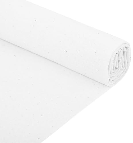 Pure Cotton Bleached Linen Needlework Fabric 1.64 Yard White Cotton Muslin Fabric 59 x 19.7 Inch Solid Color Linen Cloth Material Bleached for Sewing Clothing Handicraft