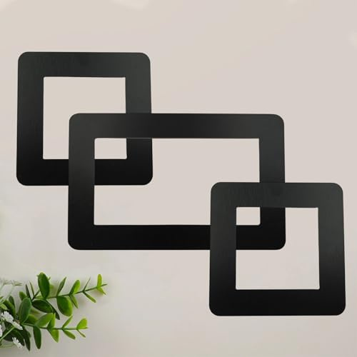 DWUENT Marco envolvente para enchufes, 1 unidad de 17,5 cm x 9 cm y 2 paneles acrílicos de 8,6 cm x 8,6 cm, cubierta de marco envolvente negra autoadhesiva para interruptor de luz y enchufe de pared
