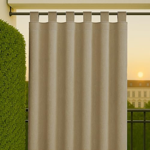 Byour3 - Tende Impermeabili Da Sole Per Esterno Con Passanti In Stoffa A Caduta Antimuffa - Tenda Laterale Gazebo Con Anelli In Tessuto X Terrazzo Balcone Pergola Patio (Beige, L.250 x 285H)