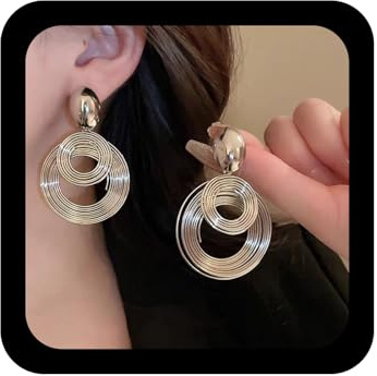 Wendalern Metall Multi-Hoop Baumeln Ohrringe Lange 70er 80er Jahre Disco Quaste Tropfen Ohrringe Geometrie Runden Kreis Träne Baumelnden Erklärung Ohrschmuck Partei Prom Schmuck Für Frauen