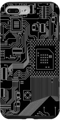 Carte mère circuit puce sombre informatique fond d'ordinateur Coque pour iPhone 7 Plus/8 Plus