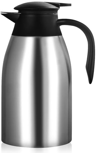 Termoskanna rostfritt stål 2 l, isoleringskanna, termoskanna, rostfritt stål isoleringskanna, termoskanna i rostfritt stål för te, vatten, kaffe, mjölk