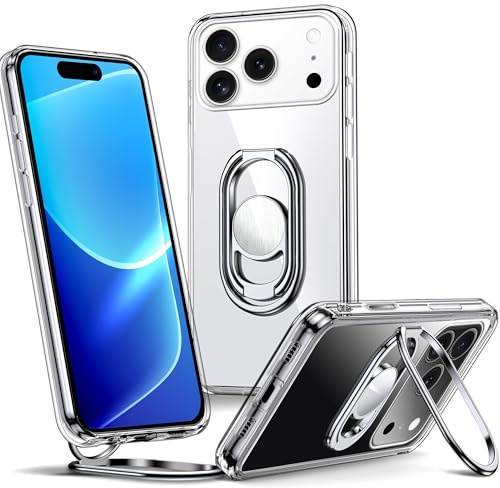 SHIELDS UP for iPhone 17 Pro Max Case with Double Ring Holder,Clear | Phone Case Clear with Stand 【Adjustable & Fodable】Shockproof Protective Cover for iphone 17 Pro Max 6.9''