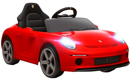 AIYAPLAY RUF GT Licensed Electric Car for Kids, 12V Kids Ride on Car with Suspension System, Remote Control, Music, Horn, USB, Slow Start and Safety Belt for 3-5 Years Old Boys and Girls, Red