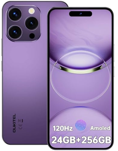OUKITEL P1 Smartphone Ohne Vertrag - 24GB+256GB Handy Ohne Vertrag Android 14, 6.7 Zoll AMOLED Display Simlockfreie Handys 5150mAh, 50MP+32MP Kamera,GPS,NFC,Violett