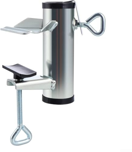 Supporto regolabile per ombrellone da esterno per ringhiere del balcone, struttura in metallo con morsetto di sicurezza per pali per ombrelloni fino a 3 8 cm di diametro, design salvaspazio per