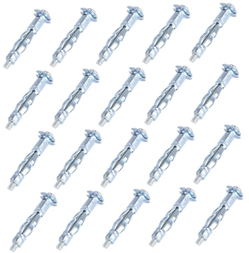 WOONEKY 20 pièces Chevilles Ancrage Métalliques pour Plaques de Plâtre Fixation Mur Creux Vis de Fixation Résistantes pour Cloison Sèche Répartition Uniforme de Charge