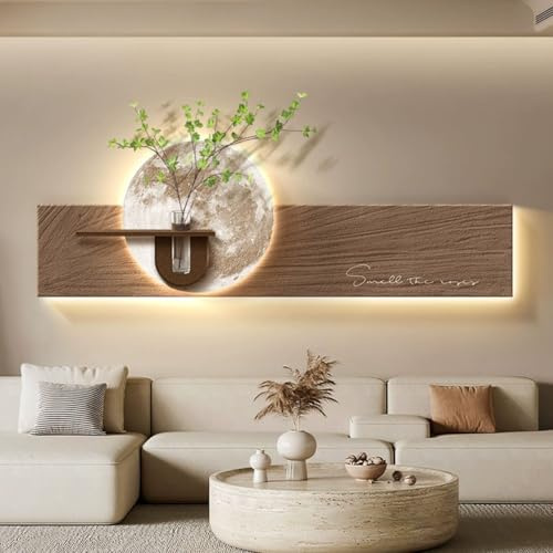 IBOWZ 3D-Wandbild mit LED-Beleuchtung, Sandsteinwand-Wandbild mit warmem Lichteffekt, beleuchtete Kunst für Eingangsbereich und Wohnzimmer