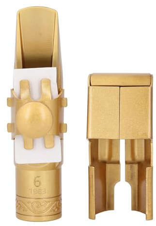 SUNGOOYUE Portavoz de Saxofón de Soprano, B Plano Soprano Saxal Boquilla de Metal Modelo 6 Dorado de Latón Plateado con Tono de Enfoque Brillante para Profesionales para Principiantes