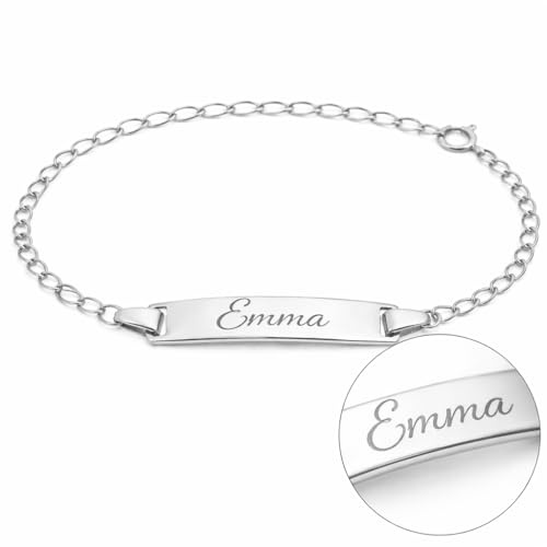 Babyarmband Silber 925 mit Gravur – personalisiertes Taufarmband für Jungen & Mädchen – Armband mit Namen – Geschenk zur Taufe, Geburt oder Kommunion