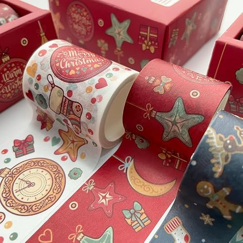HELEVIA Christmas Washi Tape Set, 6 Rolls Kawaii Masking Sticker för Scrapbooking