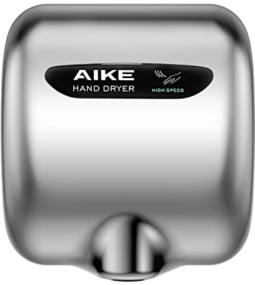 AIKE AK2800BH Eco Secador de Manos Eléctrico Profesional, Secador de Manos Automático en Acero Inoxidable, 1450 W, 10-15 Segundos para Secar Las Manos