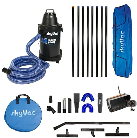 skyVac Mighty Atom Gutter Cleaning Machine 8 Push Fit Pole Package with Recordable SurveyCam Inspection System
