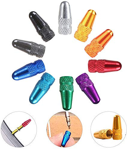 EMAGEREN 20 Pezzi Cappucci Valvola Dell'aria Antipolvere Lega di Alluminio Adattatore Valvola Presta Prevenire il Blocco della Valvola Tappo della Valvola Bicicletta per Mountain Bike (10 Colori)