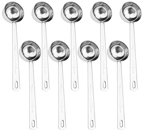 Hedume 9 Pack Coffee Scoop, 304 Stainless Steel Coffee Measuring Scoop 1 Tablespoon, Long Handle Spoon for Coffee, Milk Powder, Fruit Powder