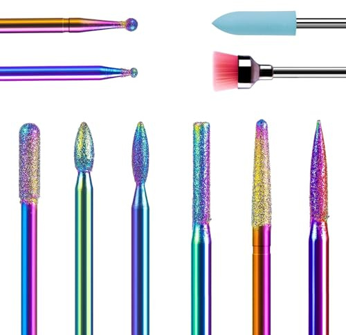 MelodySusie Diamant Bits Set Professioneller Schleifkörper Schleifkopf Nagelfräser Aufsätze Set für Maniküre Pediküre Nagelpflege (Bunt)