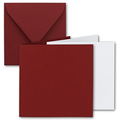 FarbenFroh by GUSTAV NEUSER 25x Quadratisches Faltkarten-Set inkl. Briefumschläge und extra viele Einlegeblätter - 15 x 15 cm - Dunkelrot