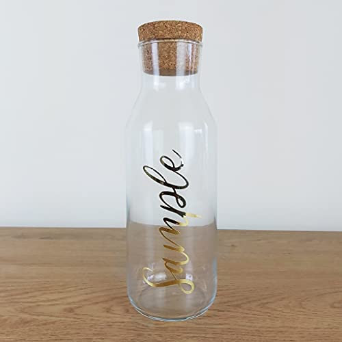 Jarra de vinilo para suavizante de telas de vidrio con tapa de corcho (vinilo dorado metálico)