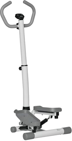 HOMCOM Adjustable Twist Stepper Aerobic Ab Exercise Fitness Workout Machine w/LCD Screen, Height Adjust Handlebars for Home Gym, White and Grey