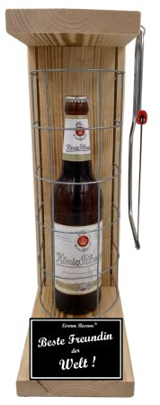 Persönliches Geschenk beste Freundin Geburtstag Weihnachten Eiserne Reserve Gitterkäfig Biergeschenk Text s/w Beste Freundin der Welt Bier (1 x 0.5 l)