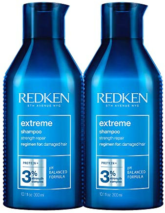 Redken Haarshampoo für sprödes und geschädigtes Haar, Anti Haarbruch, Mit Sojaproteinen, Ceramiden, Sepicap und Arginin, Extreme Shampoo, 2 x 300 ml