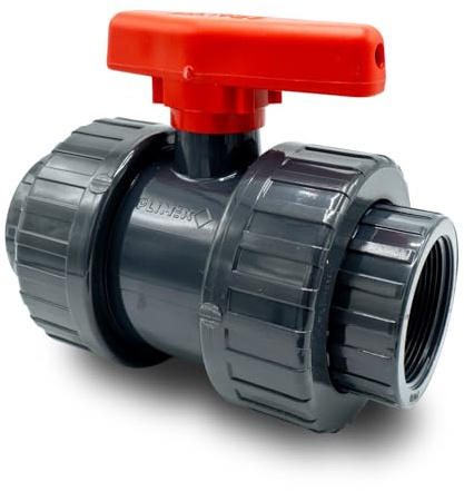 Baumaxxe PVC Kugelhahn 2 Zoll Innengewinde (G2) I Absperrhahn 2-Wege PN10 Verschraubung radial ausbaubar I Für AG-Fittinge Poolverrohrung Teich Aquaristik Entwässerung Bewässerung I bm040