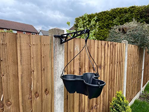 HowseHold Hanging Baskets for Concrete Fence Posts - Includes Basket, Hook & Bracket (4 Pack)