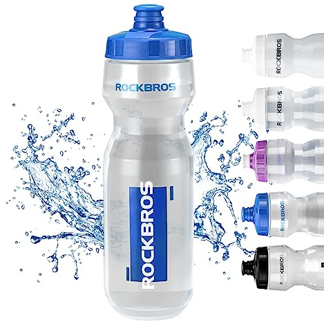 ROCKBROS Bidon Vélo 750ml Gourde Eau VTT Grande Bidon de Boisson PP5 sans BPA Bouteille pour Cyclisme Fitness Randonnée Décharge par Pression Transparent Blanc Noir Violet Bleu