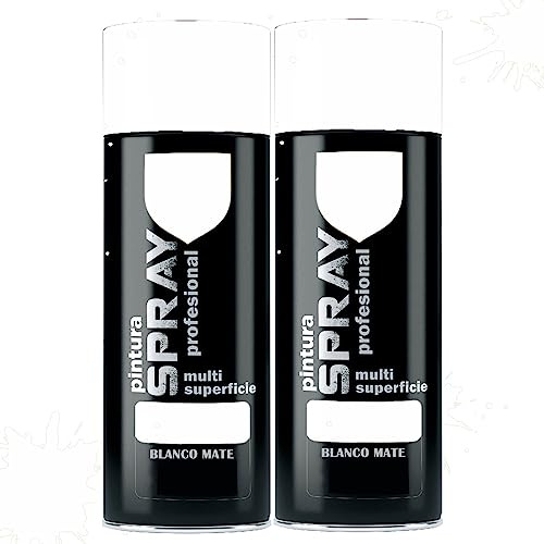 various Pintura Spray Blanco Mate de 400 ml Adecuado para las Superficies de Metal, Madera y Plástico Pack de 2 Unidad