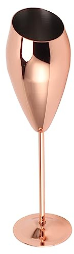 Aqur2020 Champagne Flutes, Stainless Steel Modern Brass Plated Copper Goblet Tulip Cup with Thick Bottom for Pub