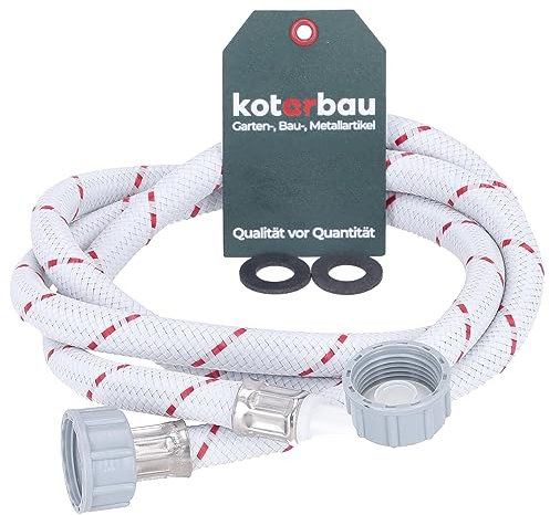 KOTARBAU® Goma Lavadora, Manguera de entrada para lavadoras, 1,5 m x 13 mm, manguera blindada para lavavajillas, manguera de 3/4 pulgadas, arco / recto para lavavajillas, piezas de repuesto con junta