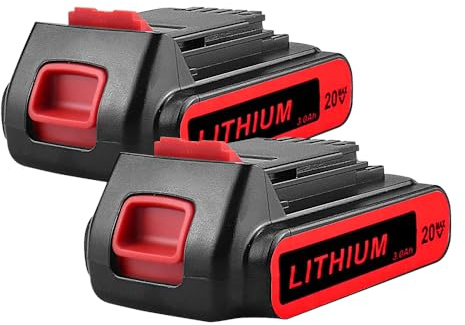 aunstarwei 2 Packages 3.0Ah Li-ion Replacement Battery for Black and Decker 20V BL1518 BL2018 LBXR20 LBXR2020-OPE LB20 LBX20 BL2018-XJ GKC1825L GTC1850L20 STC1820