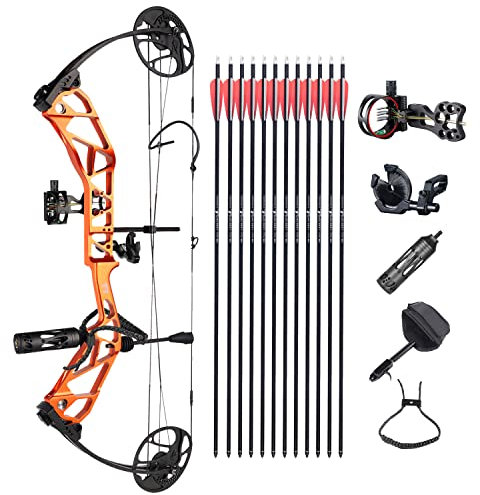 surwolf Compound Bogen, 19~70 lbs, Jagd Compound Bogen, Bogenschießen Pfeil und Bogen Set, 31 Erwachsene Bogen, Outdoor Jagdbogen (Orange 2#)