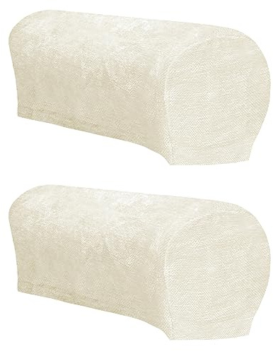 ZHULONGRUSHUI Sofa-Stretch-Armlehnenbezug, Couch-Armlehnenschutz, waschbare Armlehnenbezüge für Sofas/Stühle, Chenille-Sessel-Schonbezüge für Stuhllehne, 2 Stück (Elfenbein)