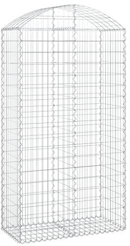 PRISSENT Panier de gabion extérieur à arc 100 x 50 x 180 / 200 cm fer galvanisé clôture résistante à la corrosion métallique barrière de jardin diverses utilisations décoratives espace extérieur cour