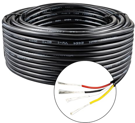 URCIANOW 22AWG 7 Meter Kabel 4 Adrig 2x0,3 mm² 4 Leiter Elektrisches Kabel der Stärke 22 UL2464 Elektrischer Draht 22 AWG PVC-Schnur mit Litze Verzinnter Kupferdraht