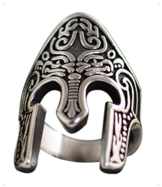 KONFEN Ring Verstellbar Silber Herren, Fidget Ring Spartanisch Helm Ringe Offen Verstellbare Men, Viking Zeigefinger Ringe Fußringe Zweifingerring Vintage Schmuck für Männer Herr Man Frauen Unisex