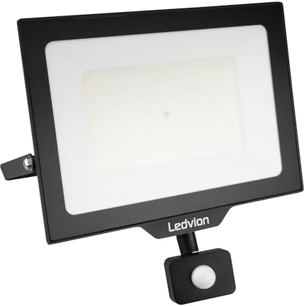 Ledvion - Proyector LED con Sensor de Movimiento, 150W, 6000K, 18.000 Lúmenes, IP44, Conexión Rápida y 2 Años de Garantía