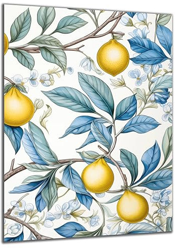 DARO Design - Wand-Bild Abstrakt Zitronen blau auf 6mm HDF 84x56 cm - Wand-Deko Bilder Geschenk