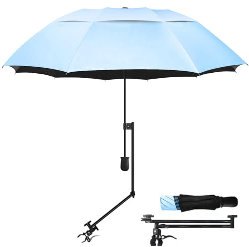 HOBVO UPF 50+ Golf Umbrella with Adjustable Universal Clamp,Portable Umbrellas for Rain,Beach Umbrella with clamp for Beach Chair,Golf Cart, Stroller,Fishing,Patio,Manual Open & Close